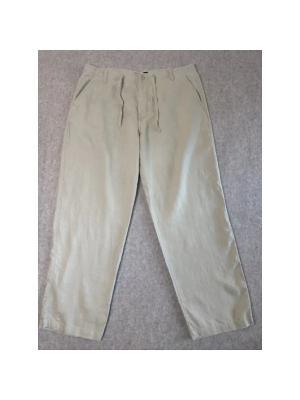 Sean John 100% Linen Drawstring Pants Men's 40x33 Khaki Straight Leg